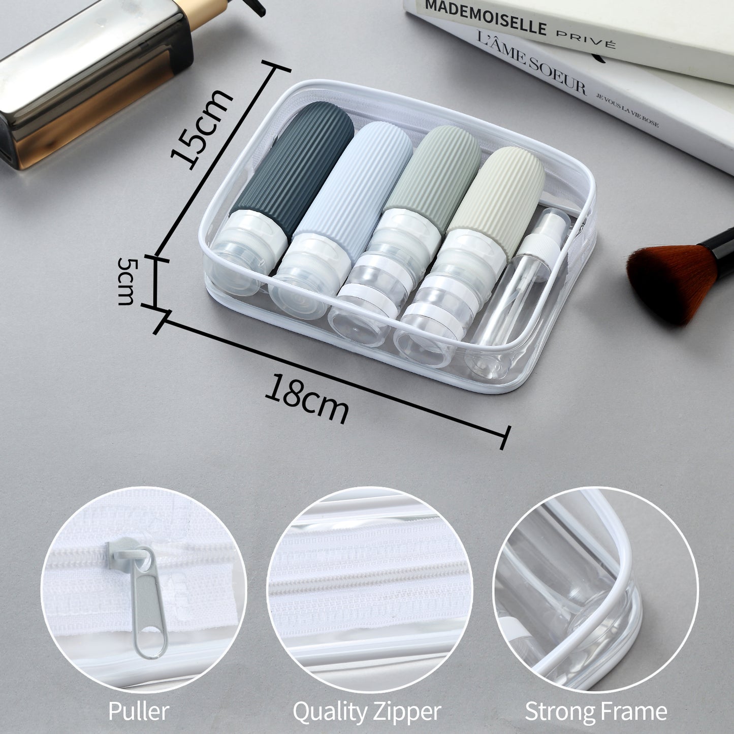 Mrsdry 16 Pack Travel Bottles Set, TSA Approved Leak Proof Silicone Squeezable Containers for Toiletries, Refillable Travel Accessories for Conditioner, Shampoo, Lotion & Body Wash Accessories