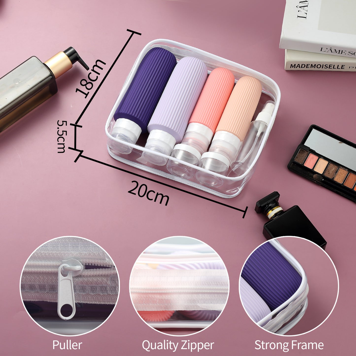Mrsdry 16 Pack Travel Bottles for Toiletries, Large 6oz Silicone Travel Containers jar for Toiletries, Leak Proof Refillable Liquid Shampoo And Conditioner Travel Essentials toiletry Bottles