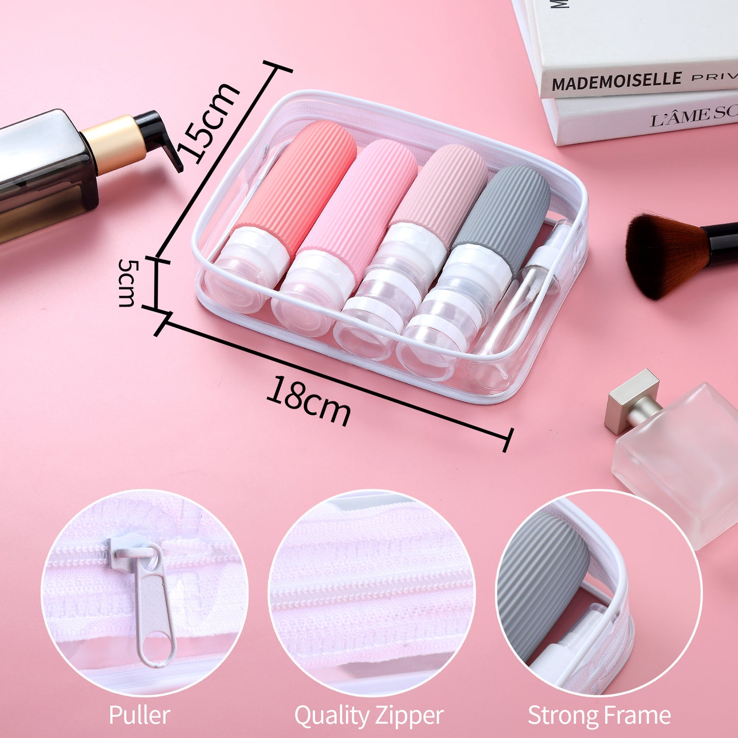 Mrsdry 16 Pack Travel Bottles Set, TSA Approved Leak Proof Silicone Squeezable Containers for Toiletries, Refillable Travel Accessories for Conditioner, Shampoo, Lotion & Body Wash Accessories