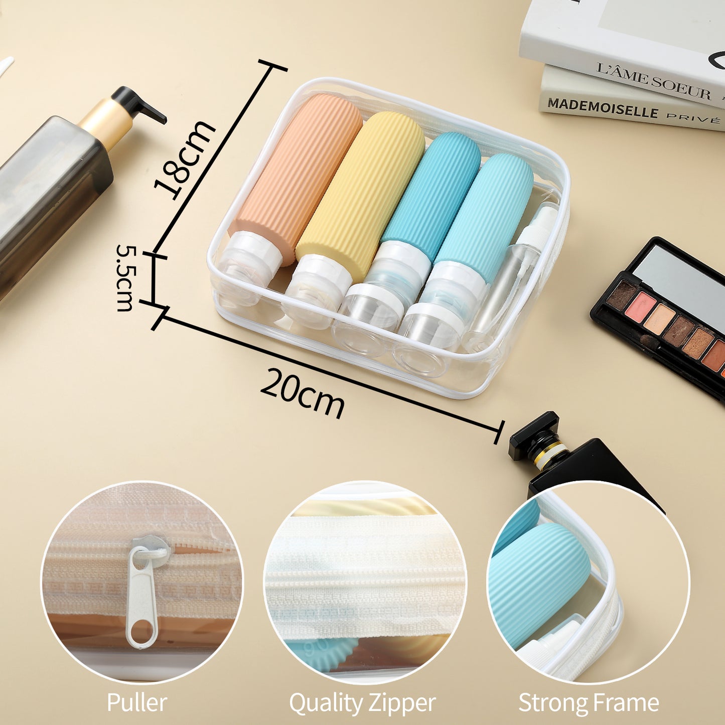 Mrsdry 16 Pack Travel Bottles for Toiletries, Large 6oz Silicone Travel Containers jar for Toiletries, Leak Proof Refillable Liquid Shampoo And Conditioner Travel Essentials toiletry Bottles