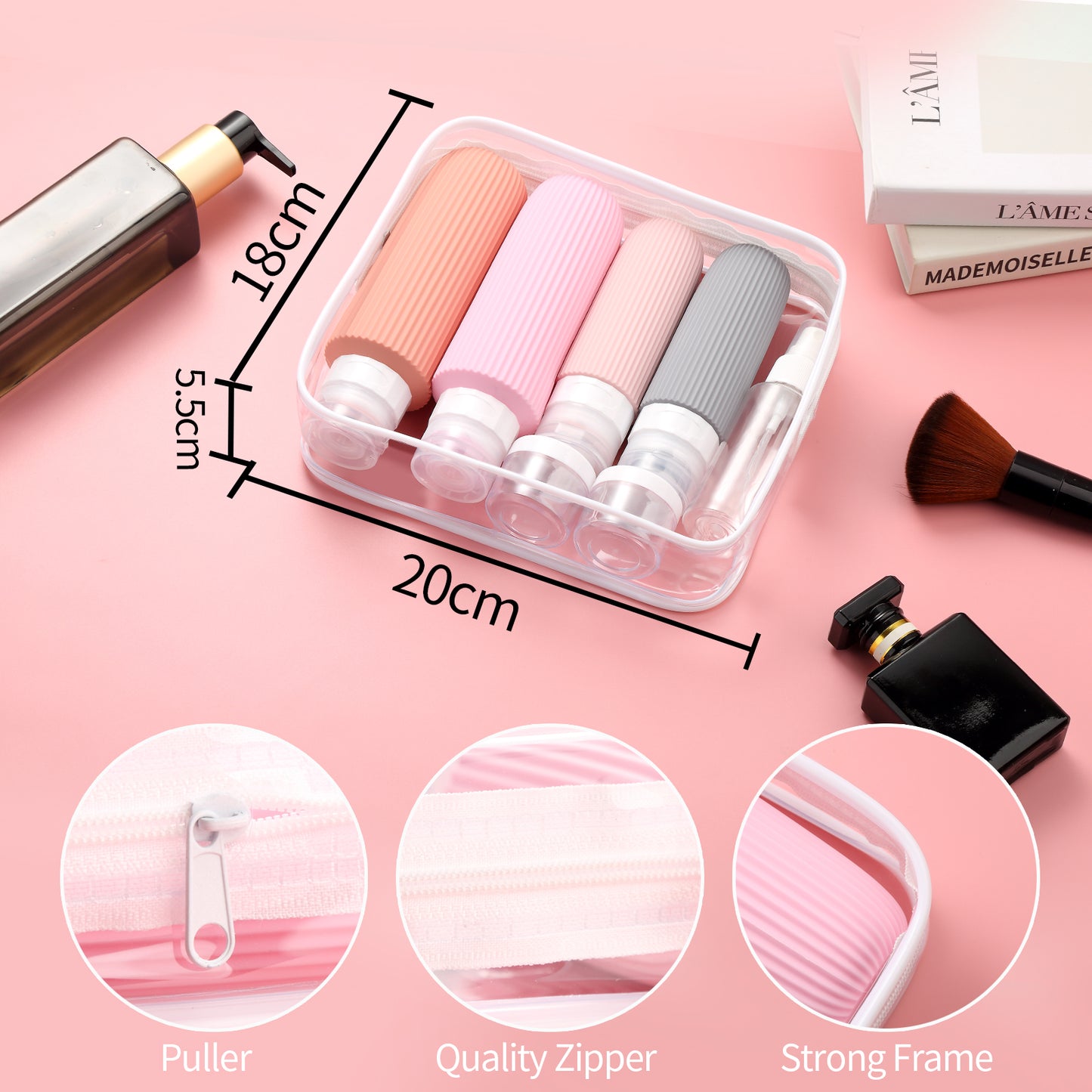 Mrsdry 16 Pack Travel Bottles for Toiletries, Large 6oz Silicone Travel Containers jar for Toiletries, Leak Proof Refillable Liquid Shampoo And Conditioner Travel Essentials toiletry Bottles
