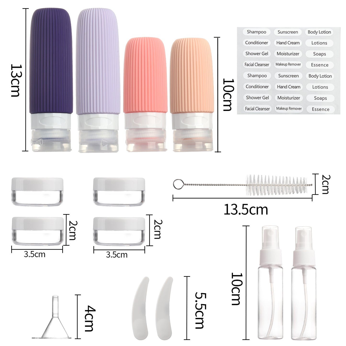 Mrsdry 16 Pack Travel Bottles Set, TSA Approved Leak Proof Silicone Squeezable Containers for Toiletries, Refillable Travel Accessories for Conditioner, Shampoo, Lotion & Body Wash Accessories