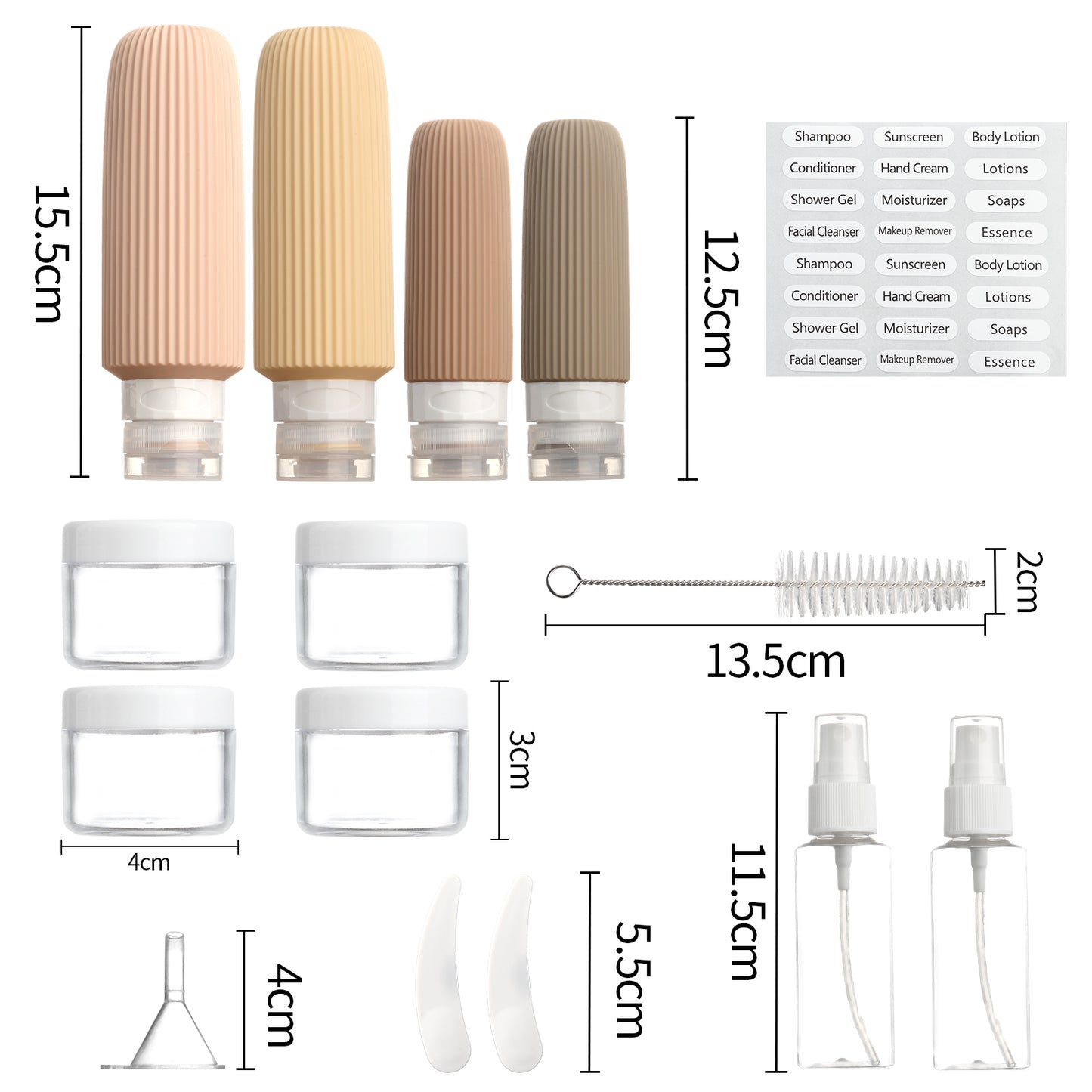 Mrsdry 16 Pack Travel Bottles for Toiletries, Large 6oz Silicone Travel Containers jar for Toiletries, Leak Proof Refillable Liquid Shampoo And Conditioner Travel Essentials toiletry Bottles