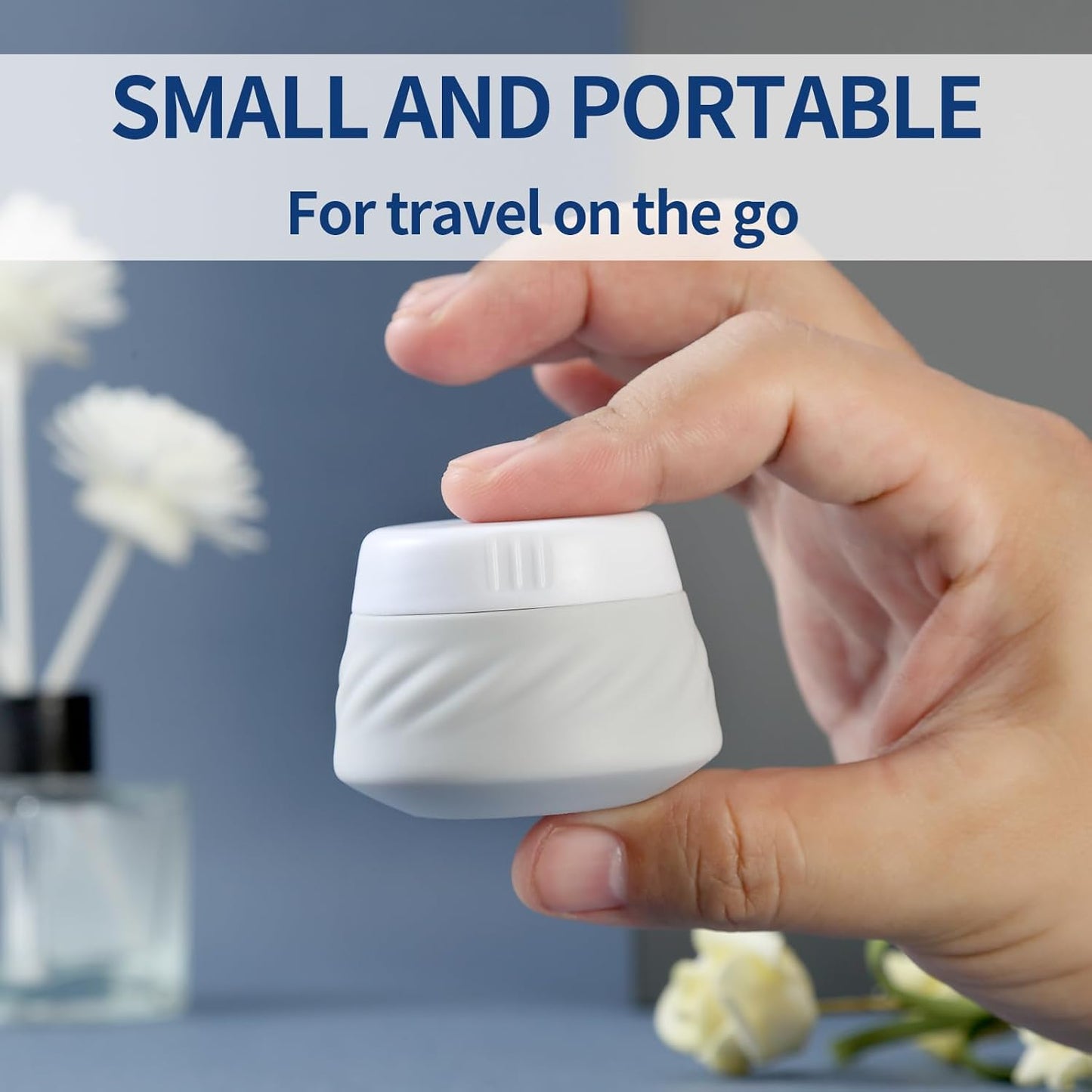 Mrsdry Travel Containers for Toiletries, Silicone Cream Jars TSA Approved Travel Size Containers with Clear Bag, Leak-proof Travel Accessories with Lid for Cosmetic Face Body Hand Cream (4 Pack)