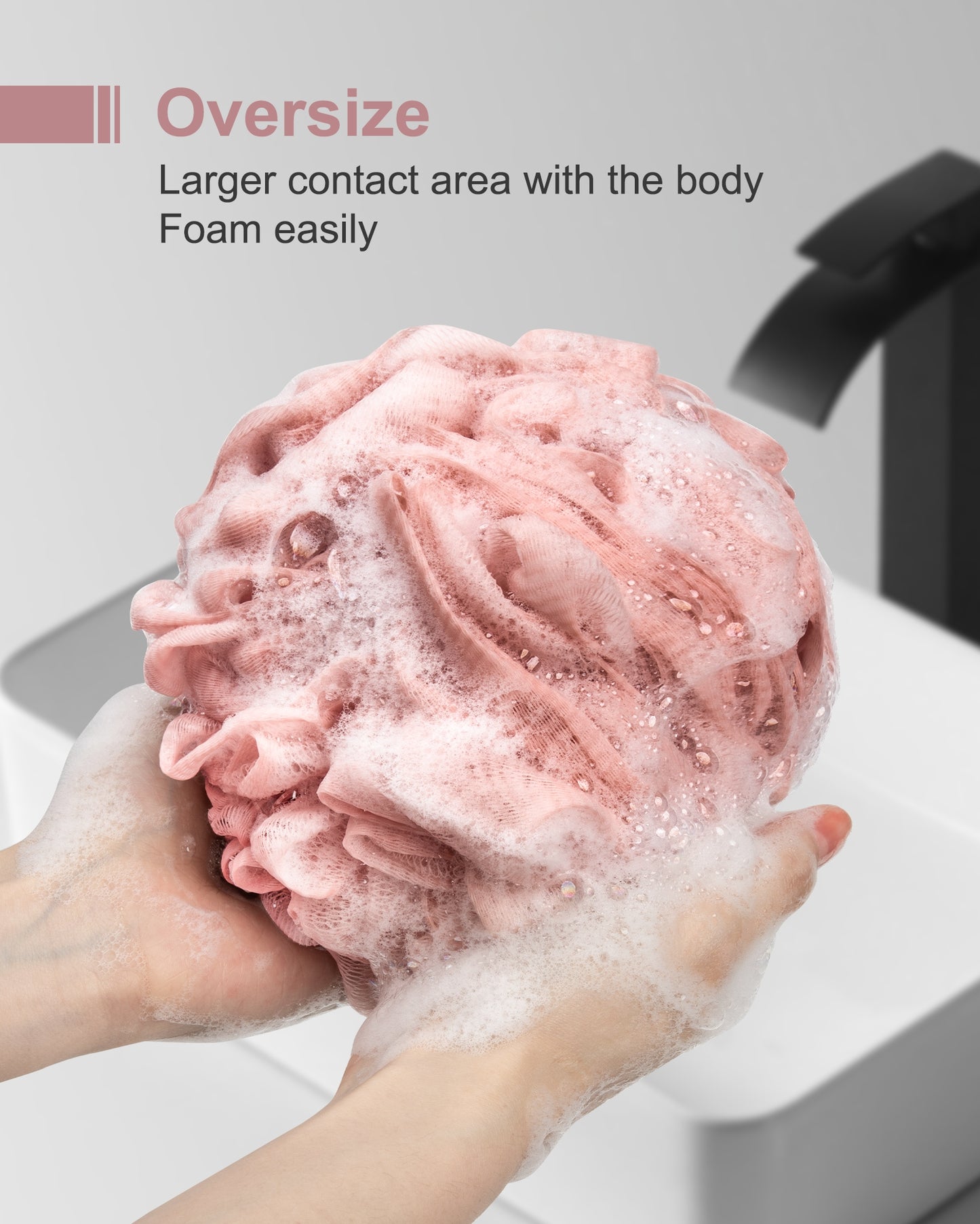 Mrsdry Loofah Sponge, XXL Large Loofah 100g 4 Pack, Bath Sponge Soft Mesh Shower for Men, Body Scrub, Shower Pouf Bath Accessories, for Body Wash, Soap (Red Soil)