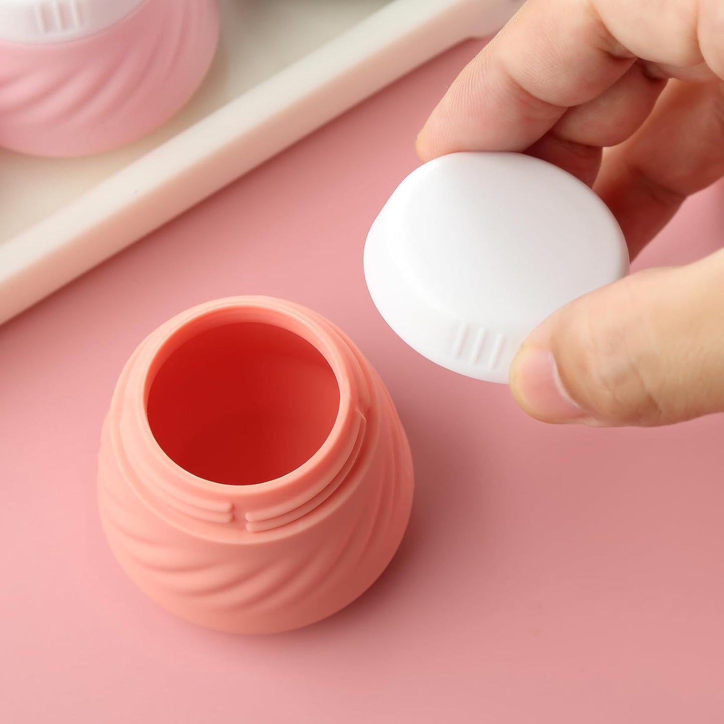 Mrsdry Travel Containers for Toiletries, Silicone Cream Jars TSA Approved Travel Size Containers with Clear Bag, Leak-proof Travel Accessories with Lid for Cosmetic Face Body Hand Cream (4 Pack)