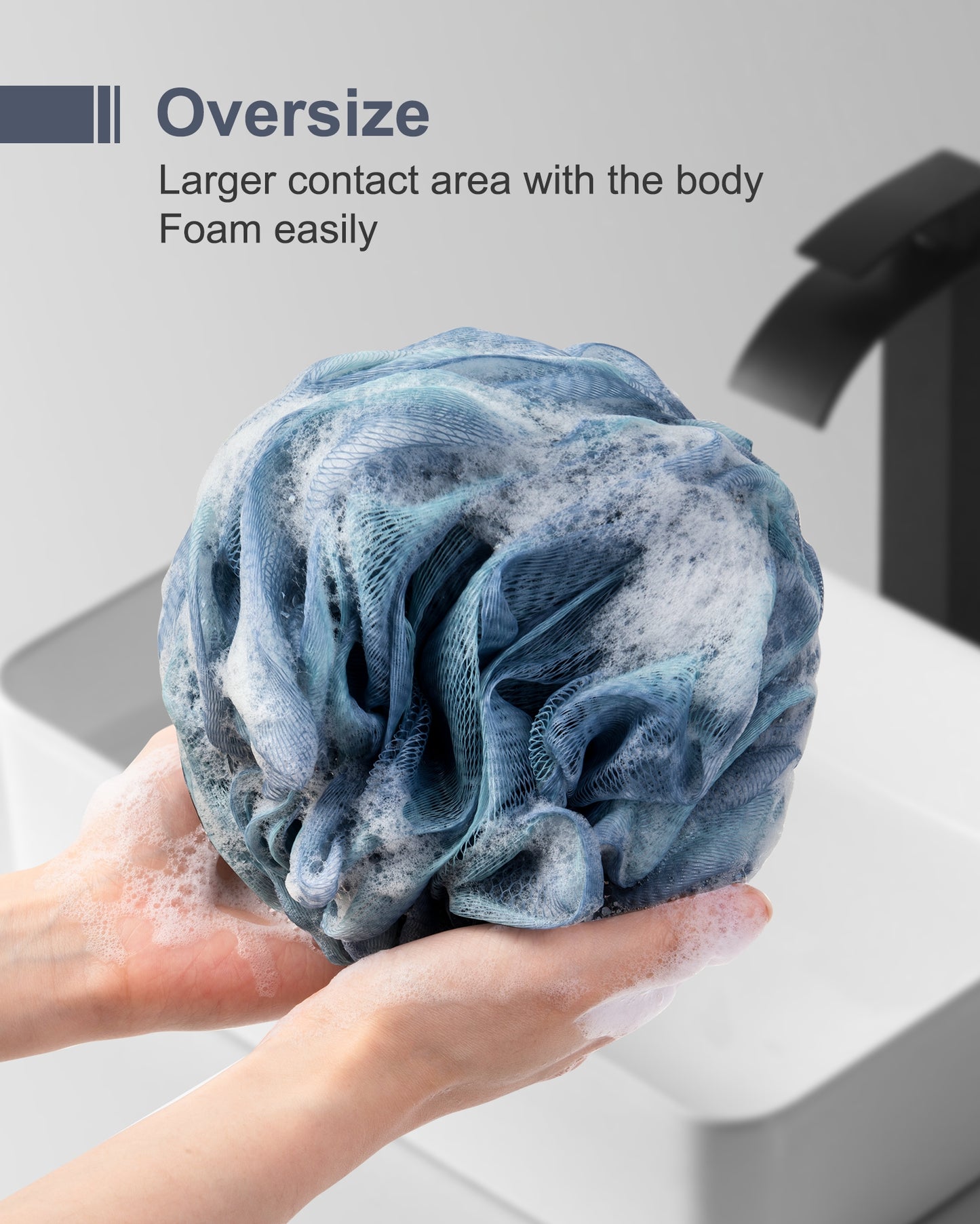 Mrsdry Loofah Sponge, XXL Large Loofah 100g 4 Pack, Bath Sponge Soft Mesh Shower Loofah for Men, Body Scrub, Shower Pouf Bath Accessories, for Body Wash, Soap (Blue)