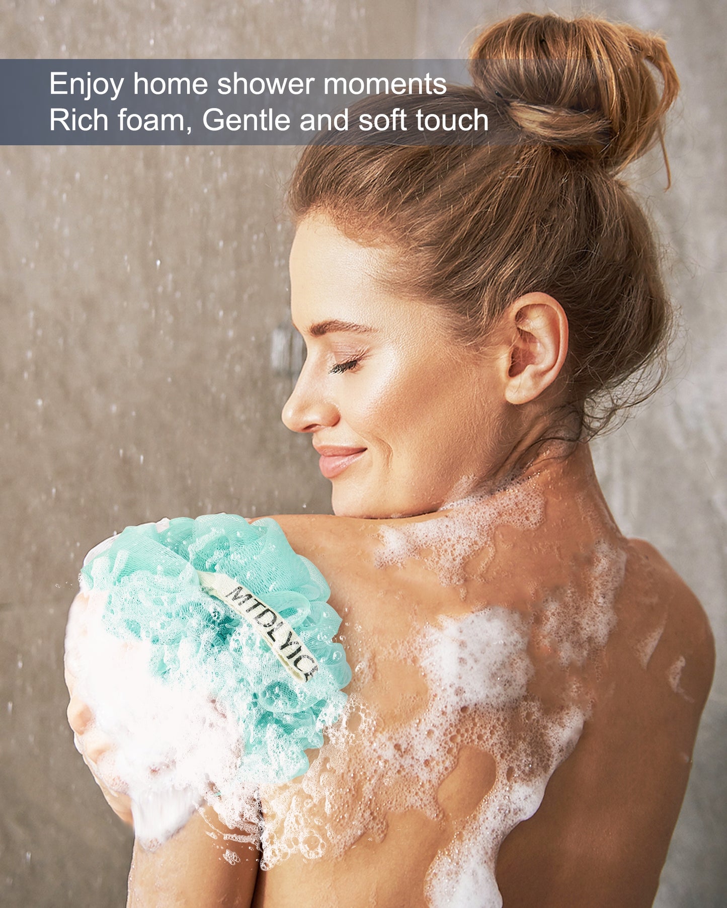 Mrsdry Loofah Sponge, XXL Large Loofah 100g 4 Pack, Bath Sponge Soft Mesh Shower Loofah for Men, Body Scrub, Shower Pouf Bath Accessories, for Body Wash, Soap (Blue)