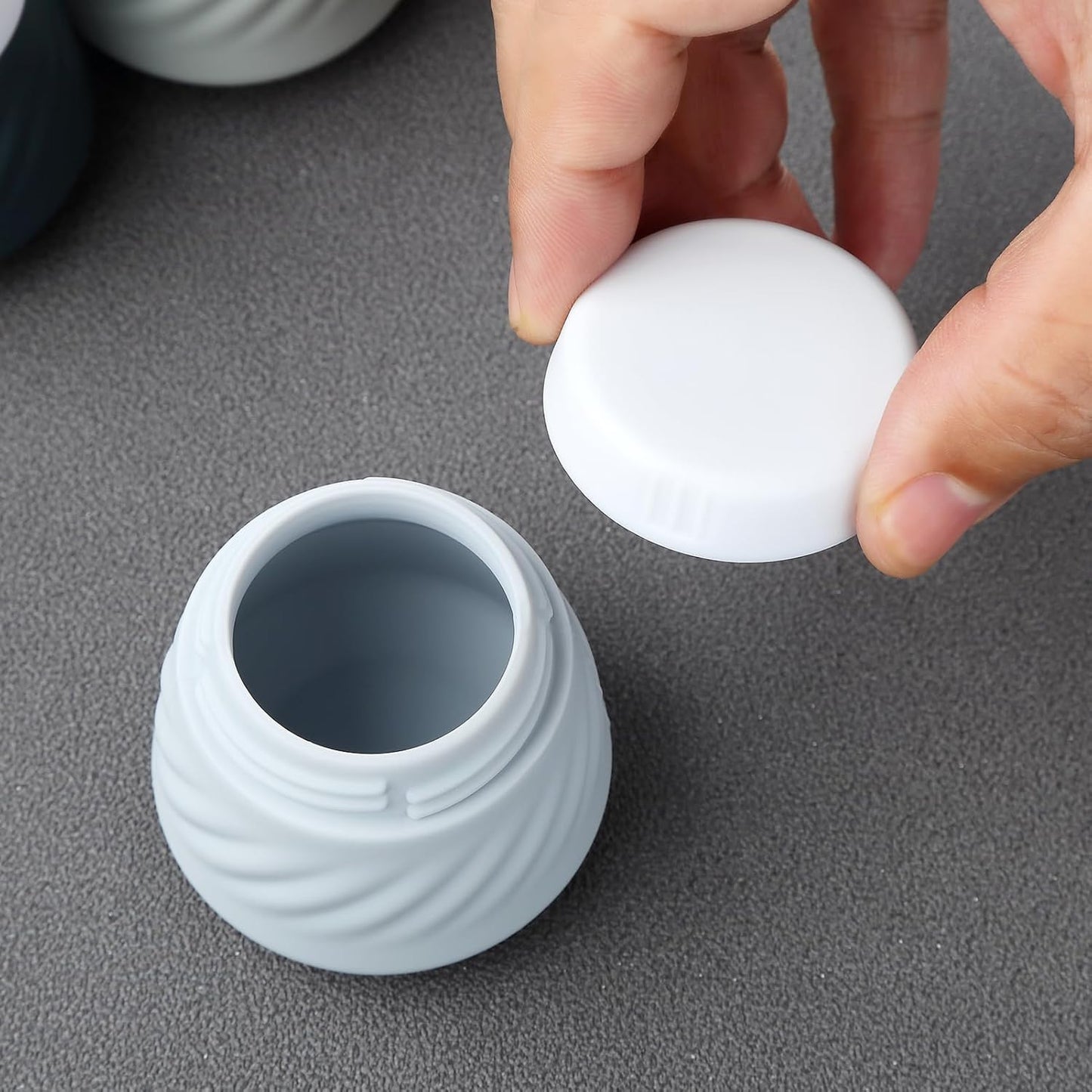 Mrsdry Travel Containers for Toiletries, Silicone Cream Jars TSA Approved Travel Size Containers with Clear Bag, Leak-proof Travel Accessories with Lid for Cosmetic Face Body Hand Cream (4 Pack)