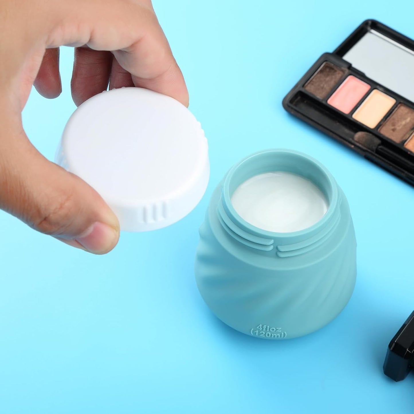 Mrsdry Travel Containers for Toiletries, Silicone Cream Jars TSA Approved Travel Size Containers with Clear Bag, Leak-proof Travel Accessories with Lid for Cosmetic Face Body Hand Cream (4 Pack)