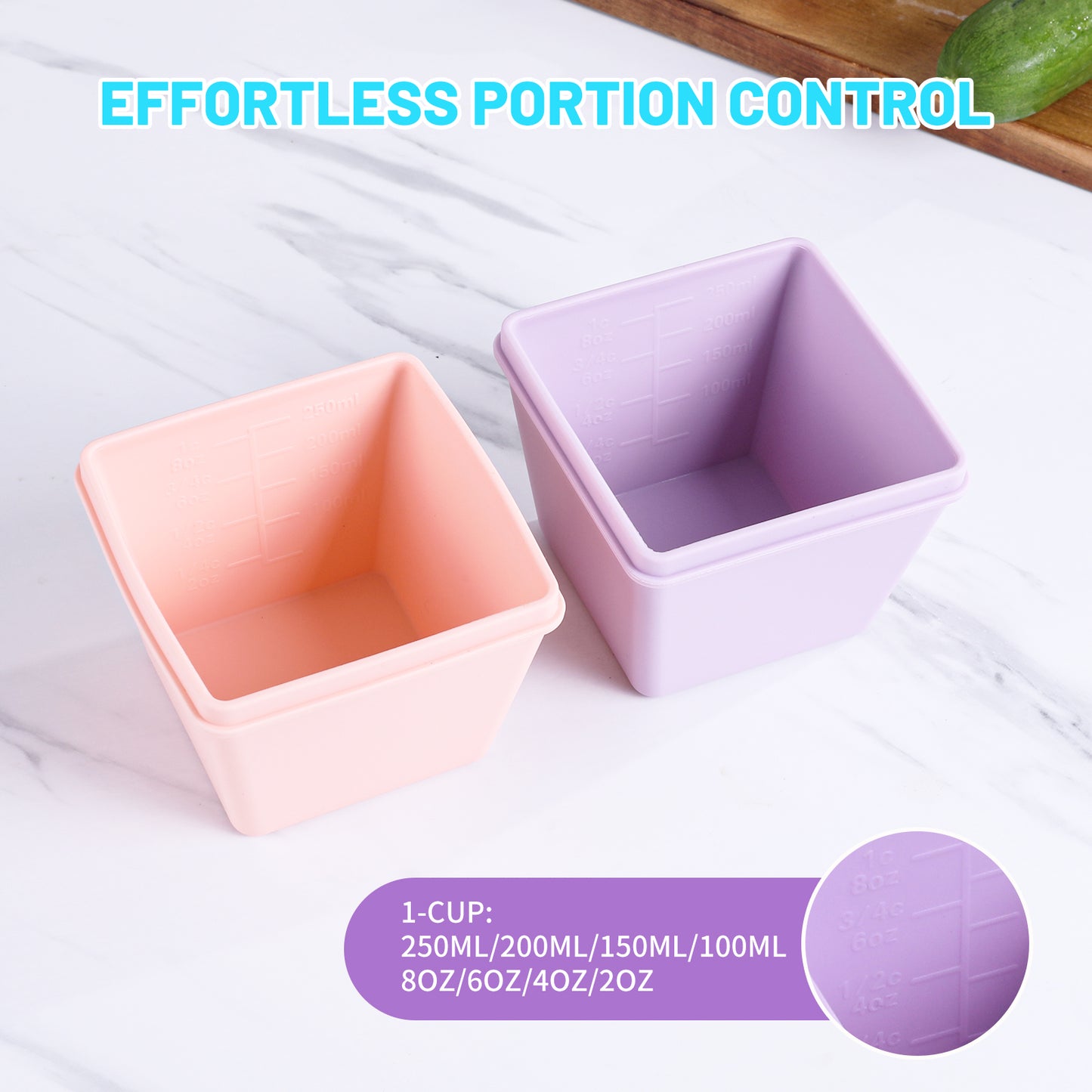 Mrsdry BPA-Free Silicone Freezer Molds with Base, Individual 8-Pack 1-Cup Portion Soup Cubes Freezer Tray with Lids for Food Storage, Oven & Dishwasher Safe, Silicone Freezer Containers for Meal Prep