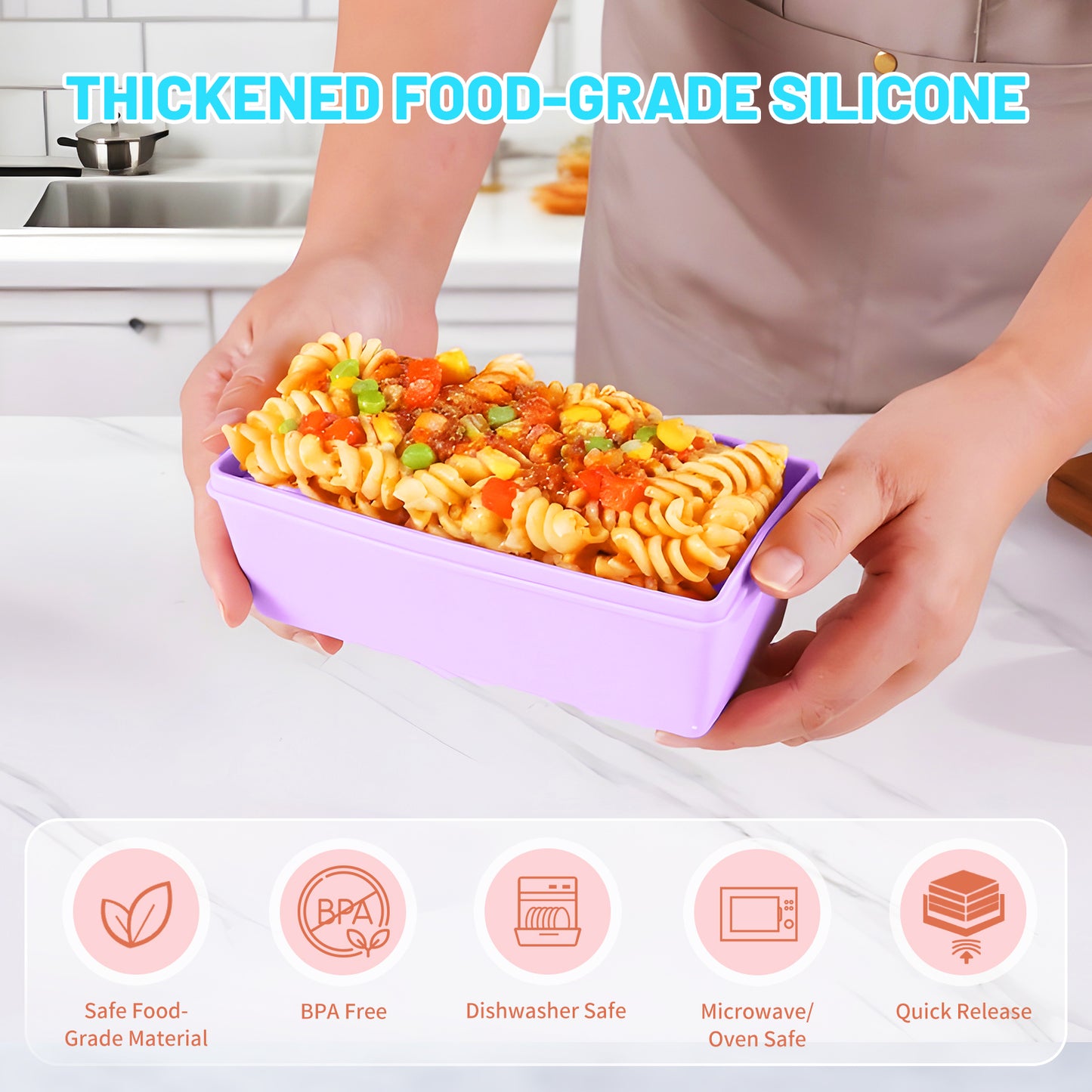 Mrsdry BPA-Free Silicone Freezer Molds with Base, Individual 4-Pack 2-Cup Portion Soup Cubes Freezer Tray with Lids for Food Storage, Oven & Dishwasher Safe, Silicone Freezer Containers for Meal Prep