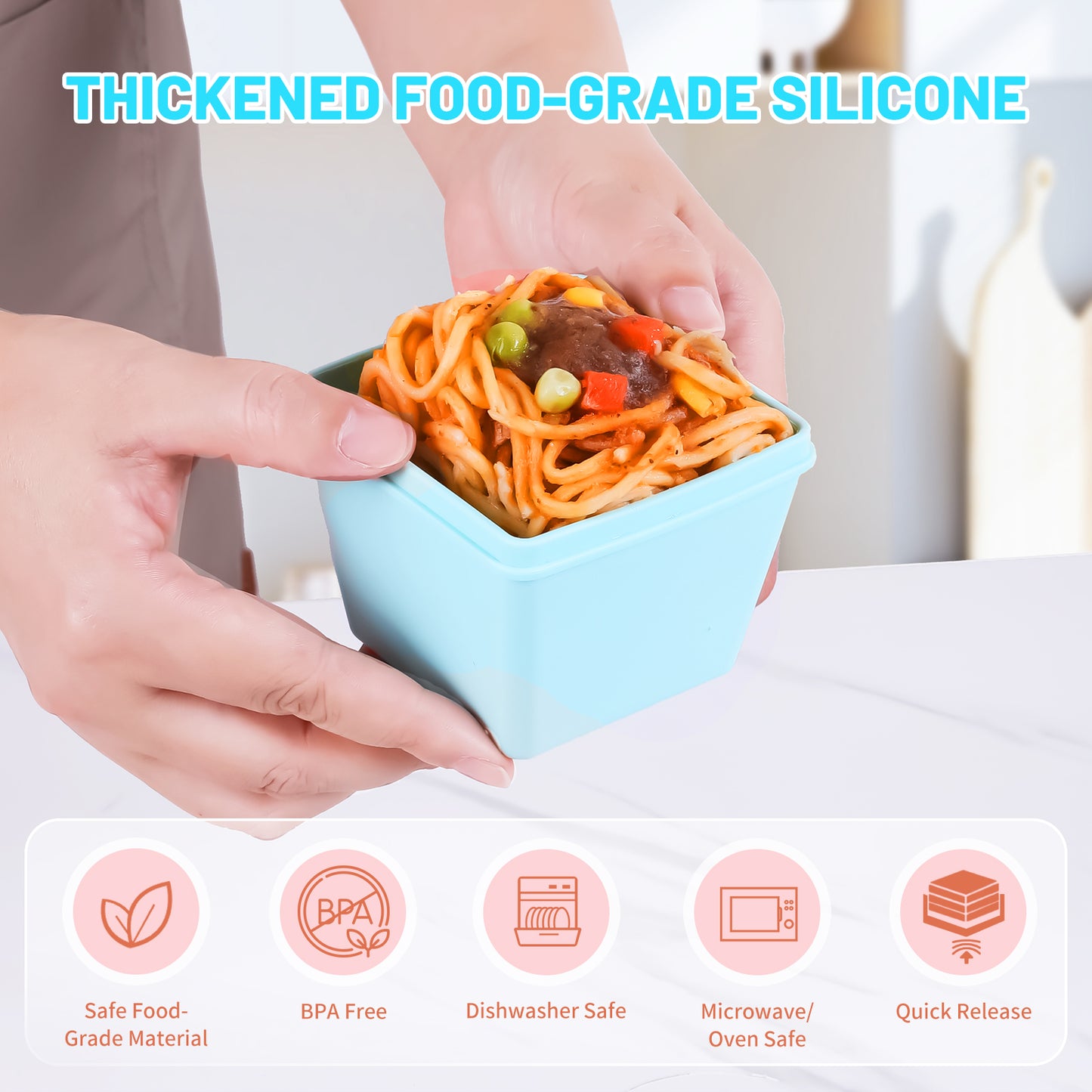Mrsdry BPA-Free Silicone Freezer Molds with Base, Individual 8-Pack 1-Cup Portion Soup Cubes Freezer Tray with Lids for Food Storage, Oven & Dishwasher Safe, Silicone Freezer Containers for Meal Prep