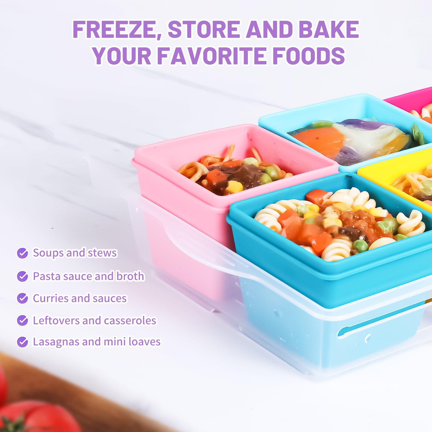Mrsdry BPA-Free Silicone Freezer Molds with Base, Individual 6-Pack 1-Cup & 2-Cup Portion Soup Cubes Freezer Tray with Lid for Food Storage, Dishwasher Safe, Silicone Freezer Containers for Meal Prep