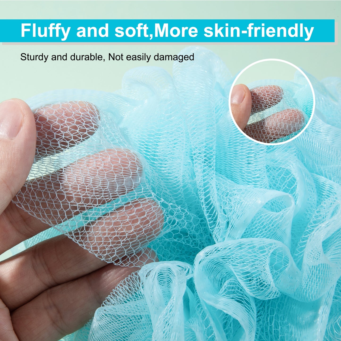 Mrsdry Loofah for Women 75g 4 Pack, Bath Sponge Soft Mesh Shower Puff Loofah Sponge, Exfoliating Body Scrubber, lufas for Women, Shower Accessories (Blue)