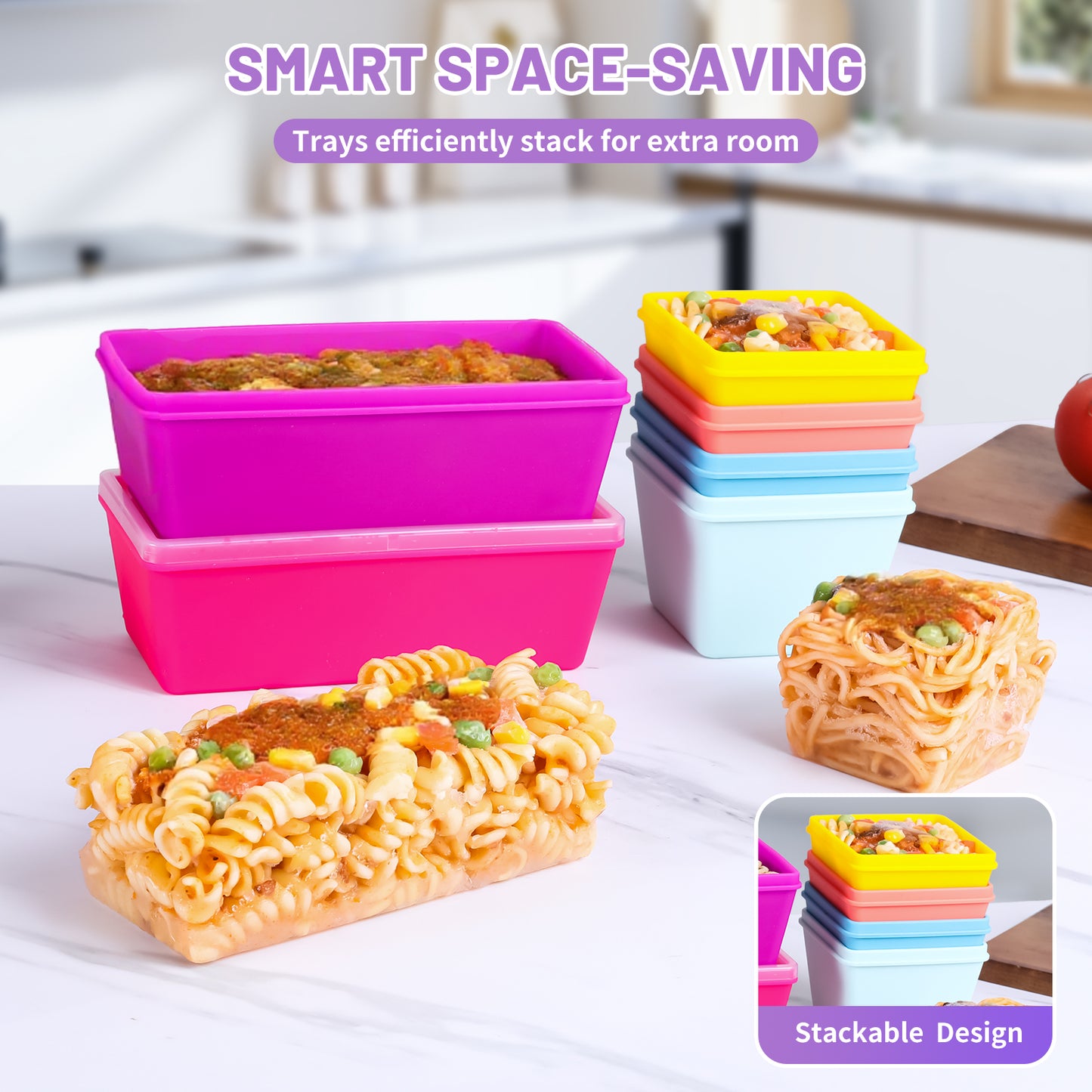 Mrsdry BPA-Free Silicone Freezer Molds with Base, Individual 6-Pack 1-Cup & 2-Cup Portion Soup Cubes Freezer Tray with Lid for Food Storage, Dishwasher Safe, Silicone Freezer Containers for Meal Prep