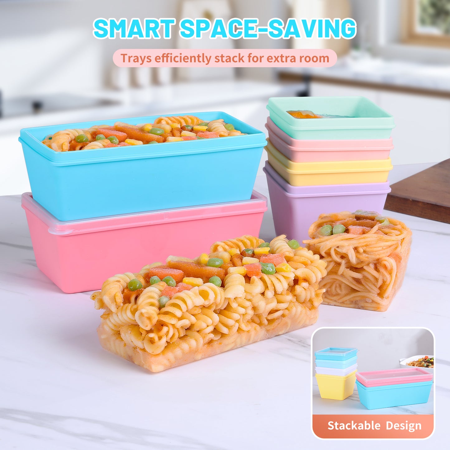 Mrsdry BPA-Free Silicone Freezer Molds with Base, Individual 6-Pack 1-Cup & 2-Cup Portion Soup Cubes Freezer Tray with Lid for Food Storage, Dishwasher Safe, Silicone Freezer Containers for Meal Prep