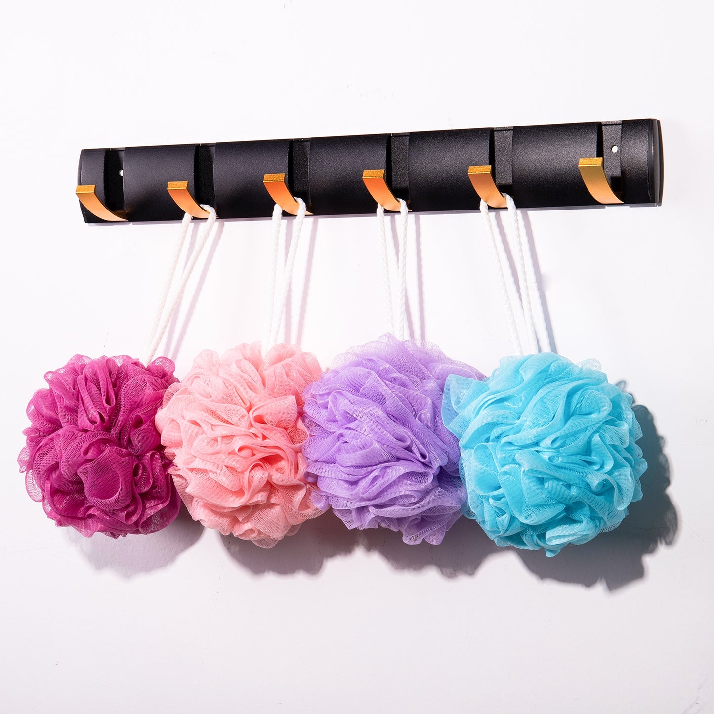 Mrsdry Loofah for Women 75g 4 Pack, Bath Sponge Soft Mesh Shower Puff Loofah Sponge, Exfoliating Body Scrubber, lufas for Women, Shower Accessories (Purple Red Pink Blue)