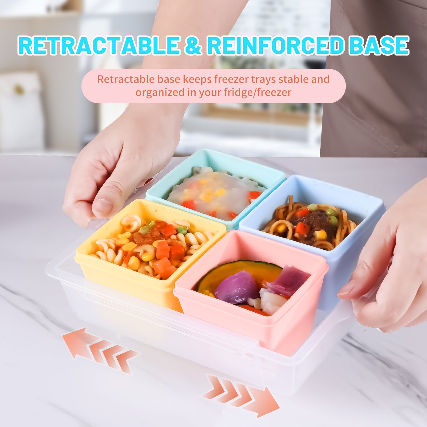 Mrsdry BPA-Free Silicone Freezer Molds with Base, Individual 8-Pack 1-Cup Portion Soup Cubes Freezer Tray with Lids for Food Storage, Oven & Dishwasher Safe, Silicone Freezer Containers for Meal Prep