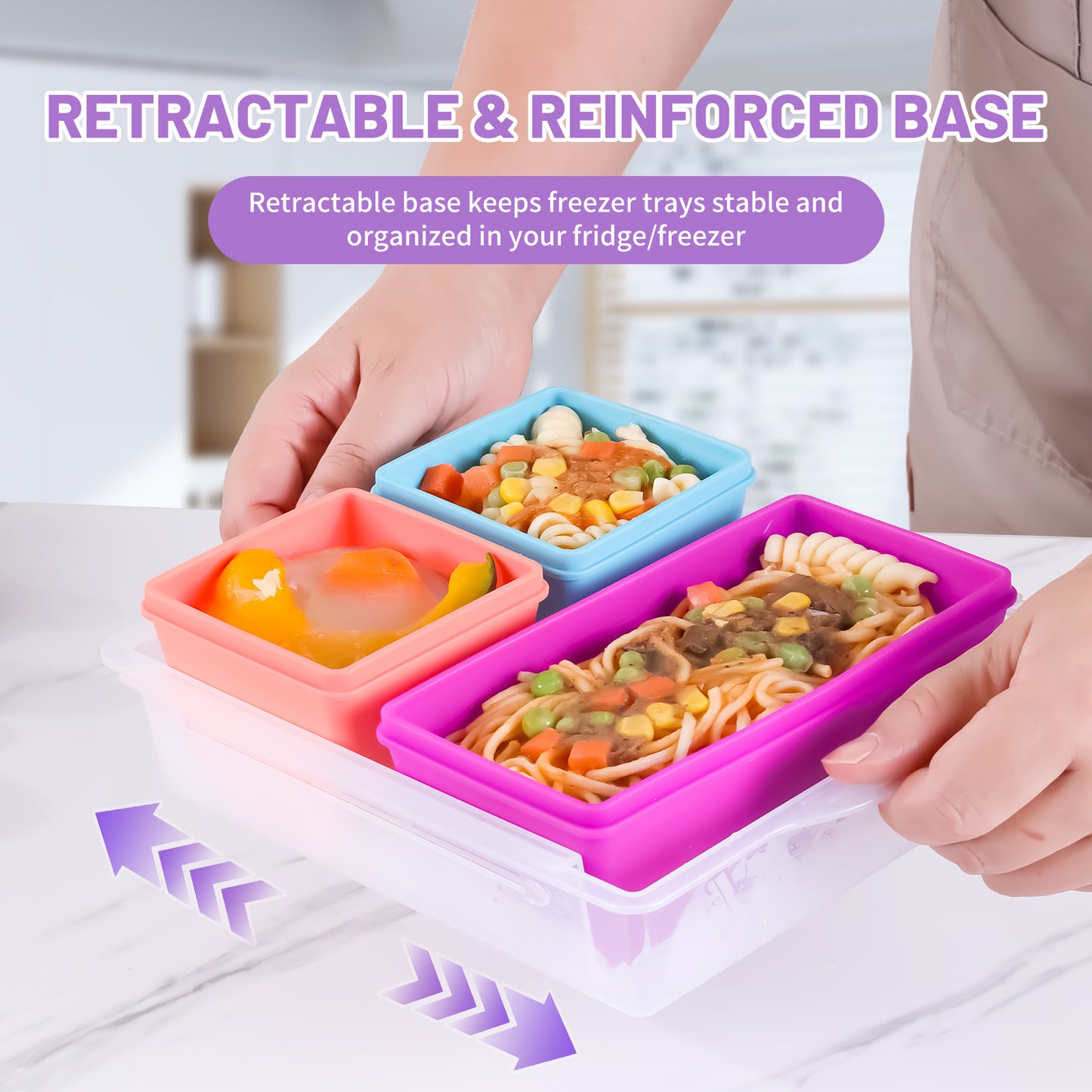 Mrsdry BPA-Free Silicone Freezer Molds with Base, Individual 6-Pack 1-Cup & 2-Cup Portion Soup Cubes Freezer Tray with Lid for Food Storage, Dishwasher Safe, Silicone Freezer Containers for Meal Prep