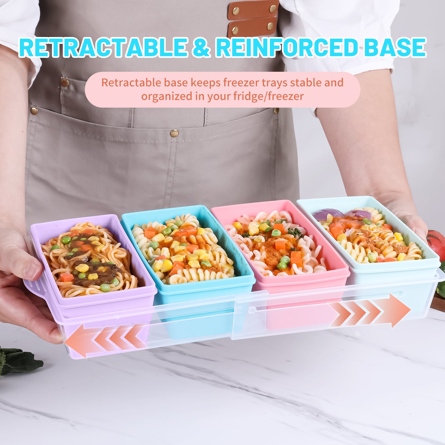 Mrsdry BPA-Free Silicone Freezer Molds with Base, Individual 4-Pack 2-Cup Portion Soup Cubes Freezer Tray with Lids for Food Storage, Oven & Dishwasher Safe, Silicone Freezer Containers for Meal Prep