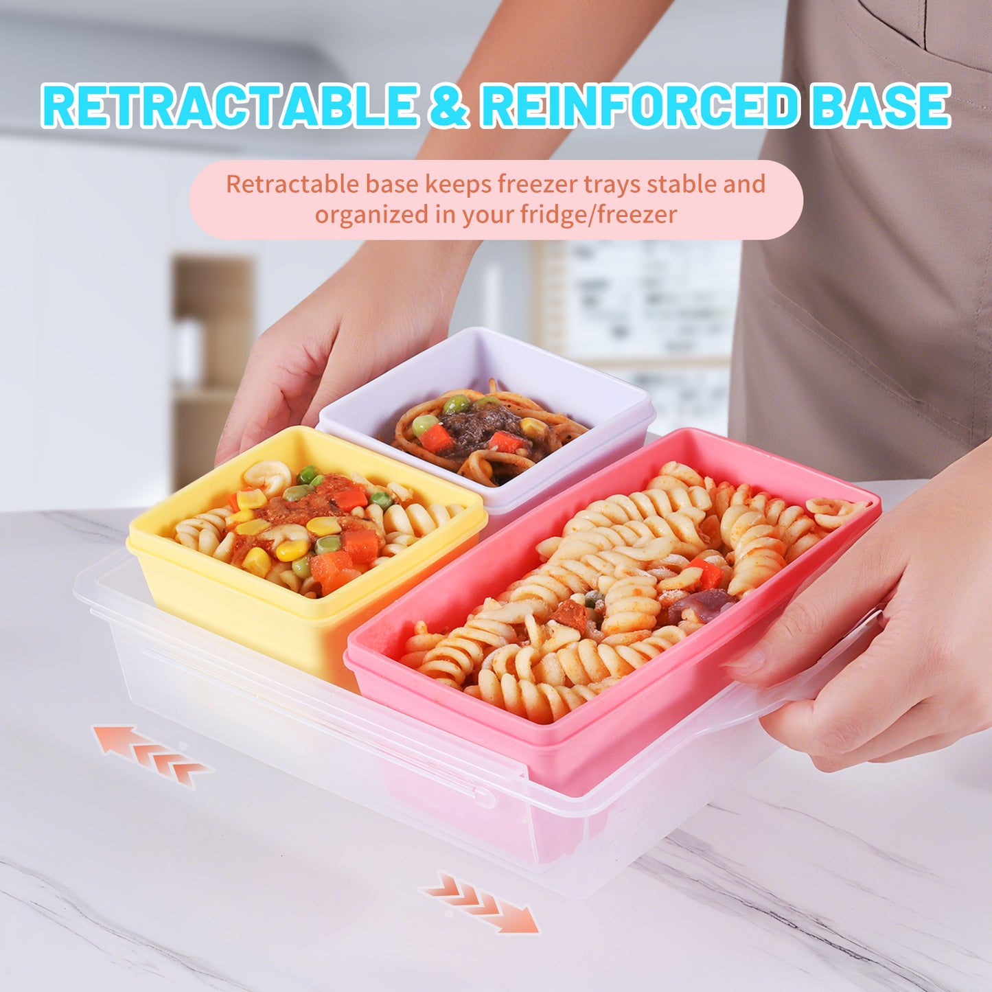 Mrsdry BPA-Free Silicone Freezer Molds with Base, Individual 6-Pack 1-Cup & 2-Cup Portion Soup Cubes Freezer Tray with Lid for Food Storage, Dishwasher Safe, Silicone Freezer Containers for Meal Prep