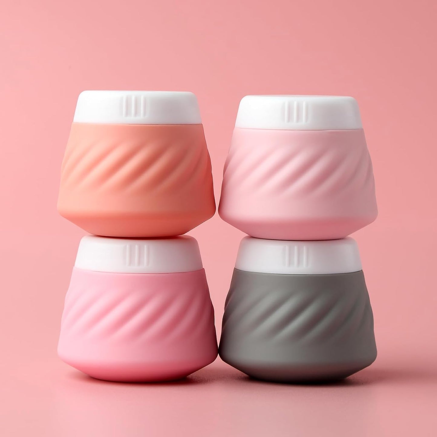 Mrsdry Travel Containers for Toiletries, Silicone Cream Jars TSA Approved Travel Size Containers with Clear Bag, Leak-proof Travel Accessories with Lid for Cosmetic Face Body Hand Cream (4 Pack)