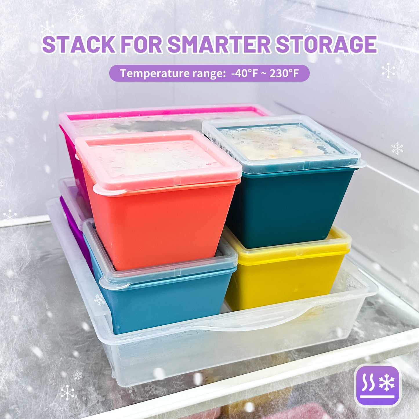 Mrsdry BPA-Free Silicone Freezer Molds with Base, Individual 6-Pack 1-Cup & 2-Cup Portion Soup Cubes Freezer Tray with Lid for Food Storage, Dishwasher Safe, Silicone Freezer Containers for Meal Prep