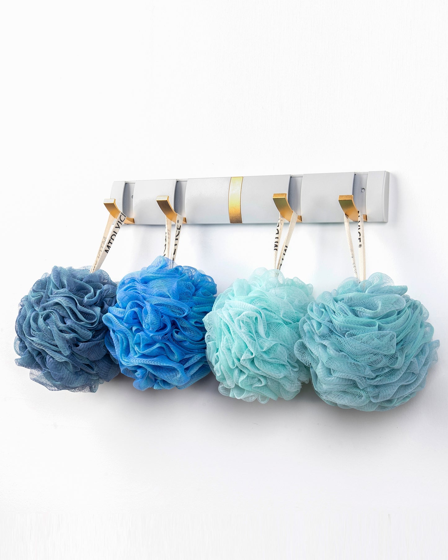 Mrsdry Loofah Sponge, XXL Large Loofah 100g 4 Pack, Bath Sponge Soft Mesh Shower Loofah for Men, Body Scrub, Shower Pouf Bath Accessories, for Body Wash, Soap (Blue)
