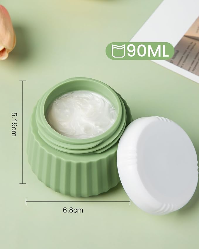 Mrsdry Travel Containers for Toiletries 4 Pack, TSA Approved Travel Size Toiletries, Travel Size Containers, With Clear Bag Leak Proof Silicone Jars, Travel Essentials Creams Jars Carrying Small Item